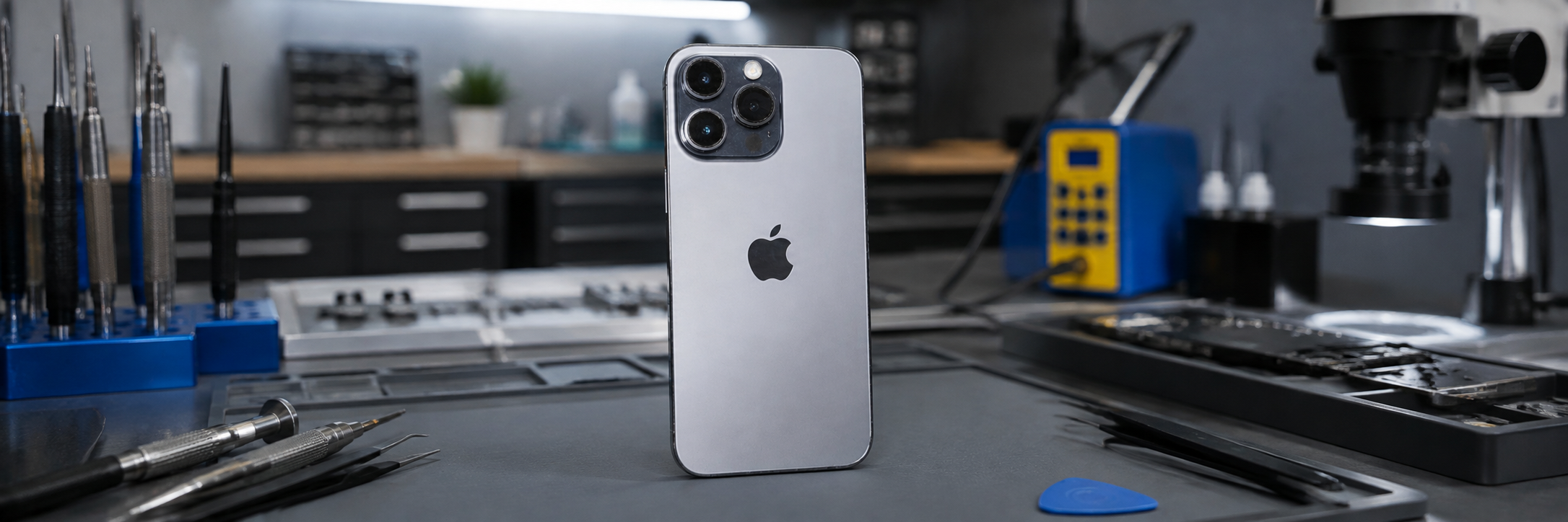 Technicien réparant un smartphone
