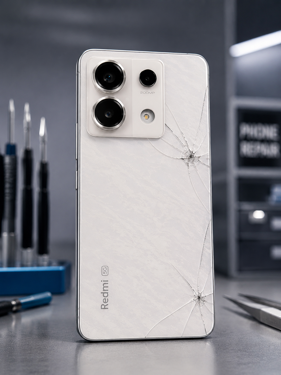 Téléphone à l'écran brisé