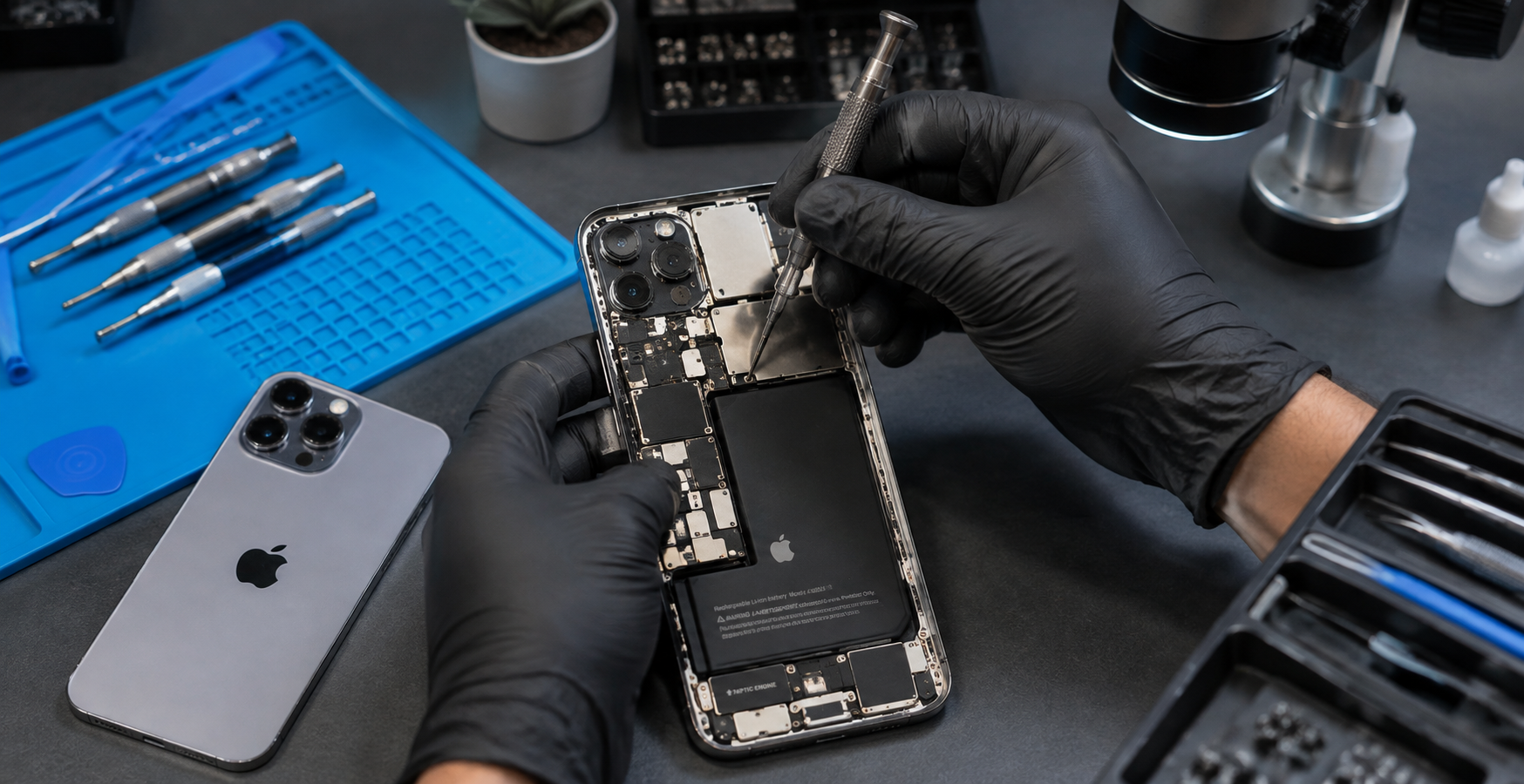 Smartphone à l'écran fissuré avant réparation